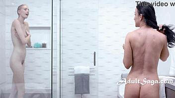 early morning showers turn steamy with stepmom's friend