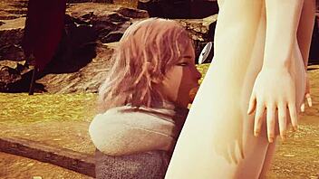 Elden Ring Melina deepthroats in 3D hentai.