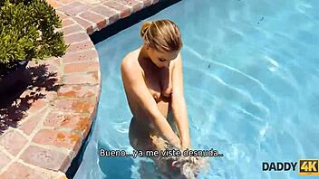 Hey, did you see her cheat with stepdad by the pool?