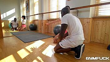 Fit Nympho Jasmine Jae Banged Hard in Interracial Gym