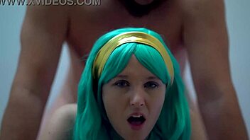 blue eyed girl getting creamed