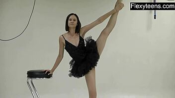 Black Russian ballerina's flexibility and softcore tease