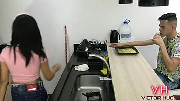 Young Maid Sucking My Big Cock!