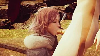 Elden Ring Melina deepthroats in 3D hentai.