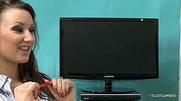 naughty girls like to masturbate in front of a horny couple, moaning and sucking in stockings