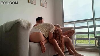 Hey, bored watching TV, so my two stepsisters jerk me off and we bang hard!