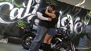 sativa rose gets a mouthful of cum after visiting the bike shop