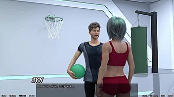 Stranded in space: basketball match against femdom mistress in 3D hentai.