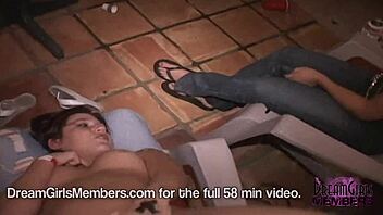 Private naked party with college students during spring break
