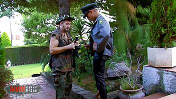 Hot South American woman gets fucked by military men
