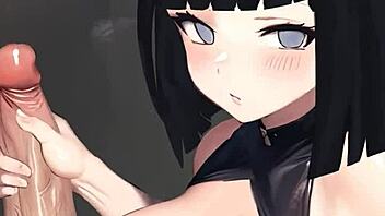 Hinata delivers hot handjob in pov anime scene