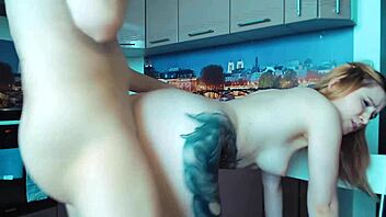 Beautiful cosplay slut gets deepthroat facial in kitchen webcam sex