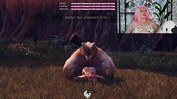 Hentai breeding scene with cum and react