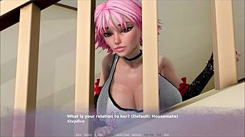 Summer hentai game with MILF stepmom and big tits