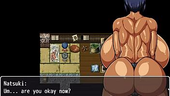 in the tanned girl natsuki hentai game episode 7, all the men desire her and jerk off their huge erected cocks.