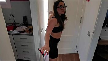 Girl gives blowjob with glasses on