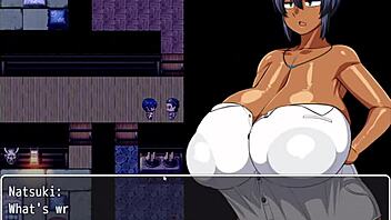 in the tanned girl natsuki hentai game episode 7, all the men desire her and jerk off their huge erected cocks.