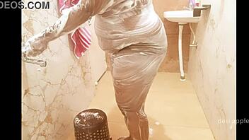 bengali wife enjoying a relaxing bath at home