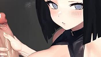 Hinata delivers hot handjob in pov anime scene