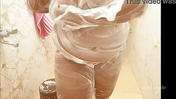 bengali wife enjoying a relaxing bath at home