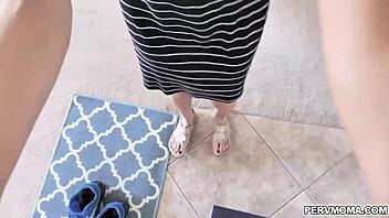 alana cruise grips stepson’s boner, jerking him off hard! 😳