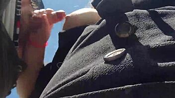 Beautiful POV Outdoor Blowjob from Chubby Cutie with Big Tits and Juicy Nipples Playing with Cum