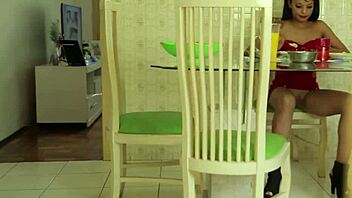 Stepfather films stepdaughter eating lunch without panties!