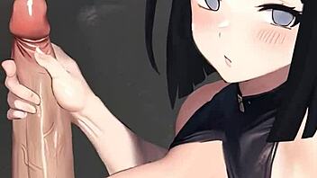 Hinata delivers hot handjob in pov anime scene