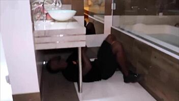 Big black cock cums inside the mouth of a big pussy at the reception