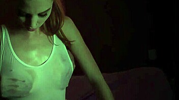 Petite redhead Ava Parker in sensual wet T-shirt contest