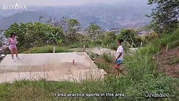 a bbc spies on a big ass fitness latina milf while she's running