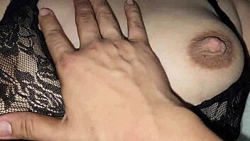 Young girl plays with pussy watching porn.