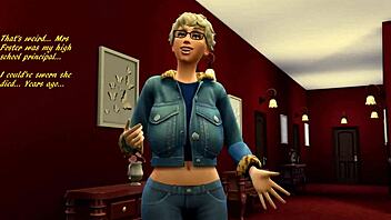 in sims 4, a shemale with big tits gets a group handjob