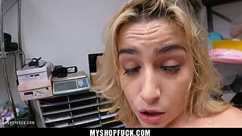 She says, caught stealing, now bent over for monster cock