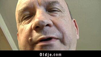 Old man shows teen 18+ brunette his wild fucking skills