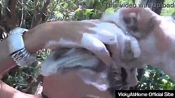 uh, big boobed vicky vette rubs oiled pussy, so hot, my bad