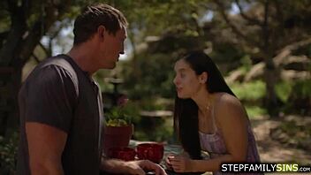 stepcousins fuck outdoor during family reunion with muff diving and deepthroat taboo