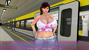 Zomer hentai game met MILF stiefmoeder en grote tieten