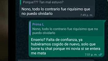 whatsapp chat with my cousin gets steamy and leads to my room