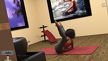 gorgeous gina touches pussy through yoga pants in big city