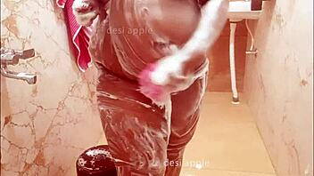 bengali wife enjoying a relaxing bath at home