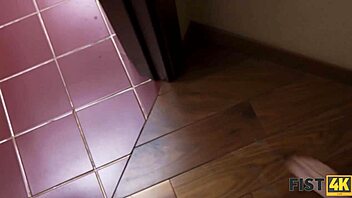 Fist4K guy lets GF relax with fist in shaved vagina in bathroom. Bent over hardcore fetish