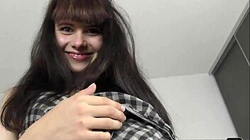 18 Year Old Brunette In First Porn Casting With Dildo 😊