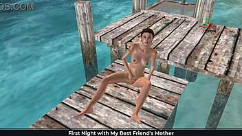 3D animated porn video of girl masturbating on beach