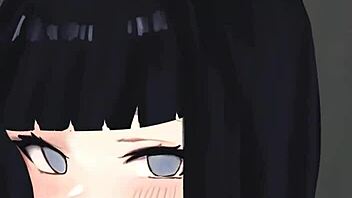 Hinata delivers hot handjob in pov anime scene