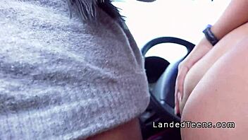 does beautiful teen give handjob to stranger's big cock in public?