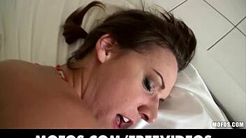Close up and personal: shy brunette gets into some trouble with her man