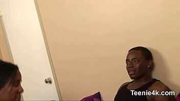 Petite teen with small tits gets her pussy licked