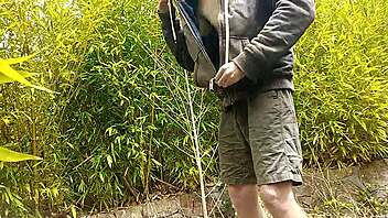 I watch big dick cum outdoors in public