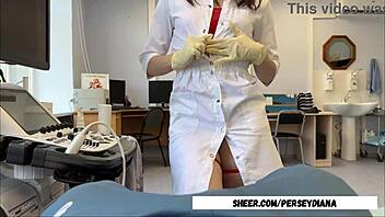 nurse in sexy lingerie heals with wet pussy and rough table sex